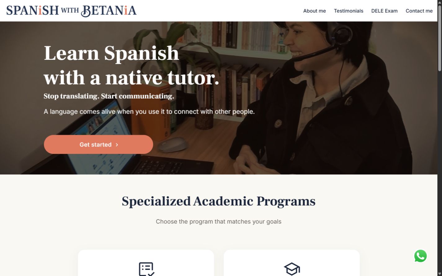 Vista previa del sitio web de: Spanish with Betania