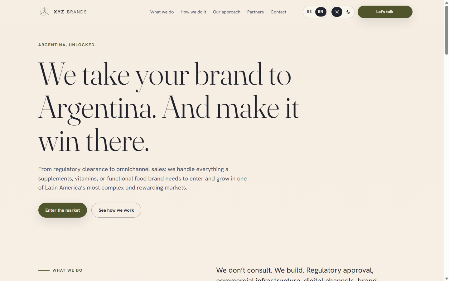 Vista previa del sitio web de: XYZ Brands