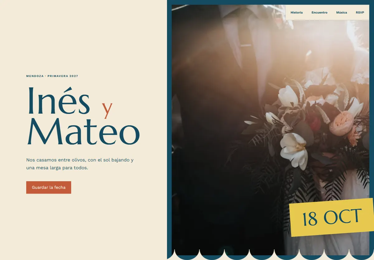 Vista previa del diseño de invitación de boda Casa Caleta